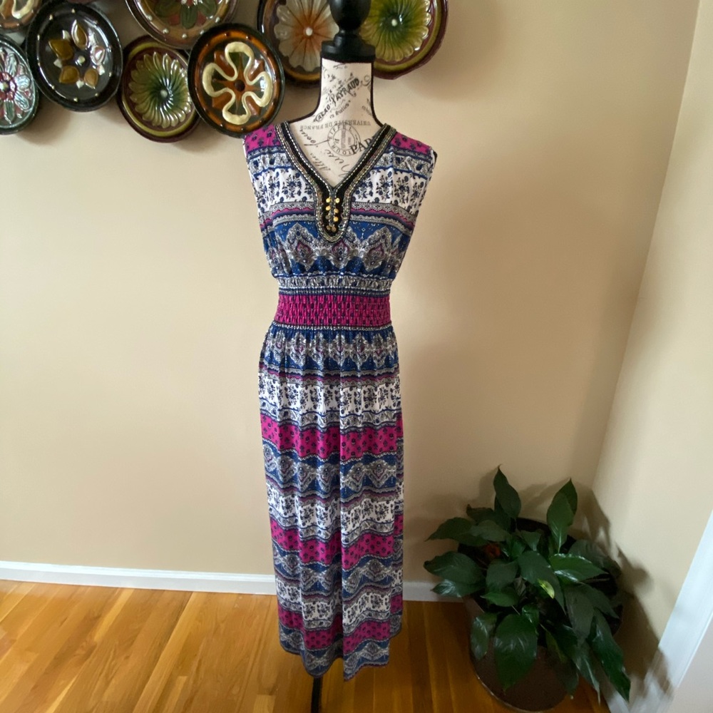 Vintage Multi Print Sleeveless Dress